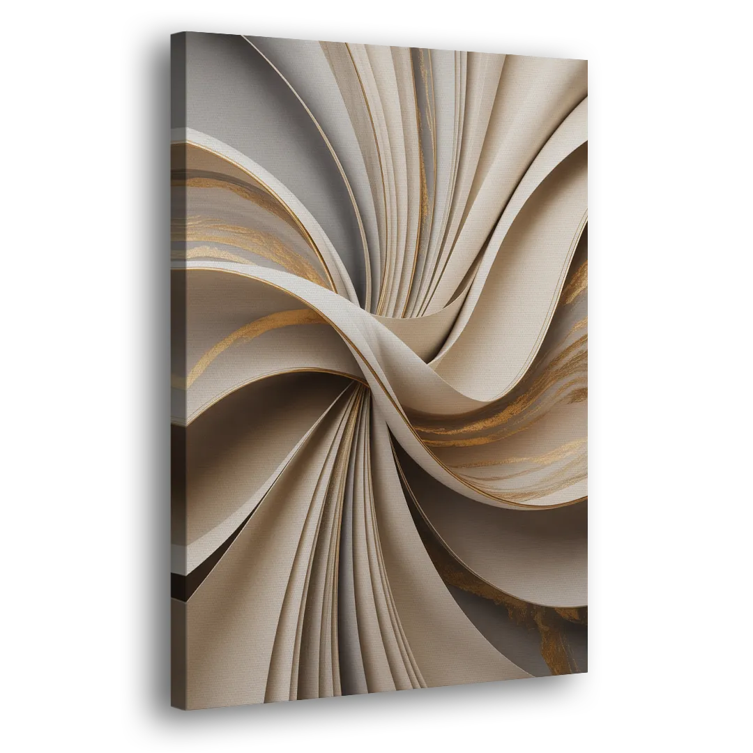 Elegant Flow Beige Abstract Side - Canvas Wall Art