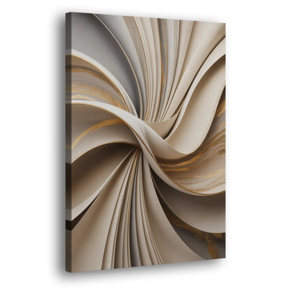 Elegant Flow Beige Abstract Side - Canvas Wall Art
