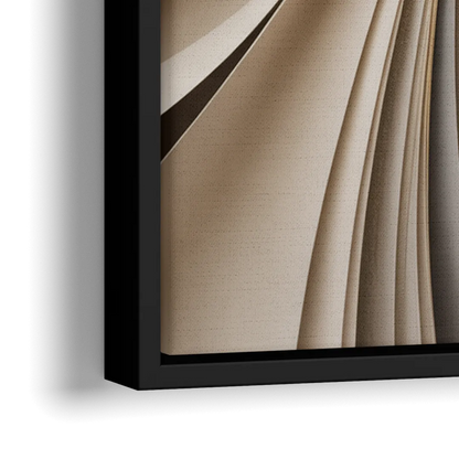 Elegant Flow Beige Abstract - Close-Up Black Frame Canvas