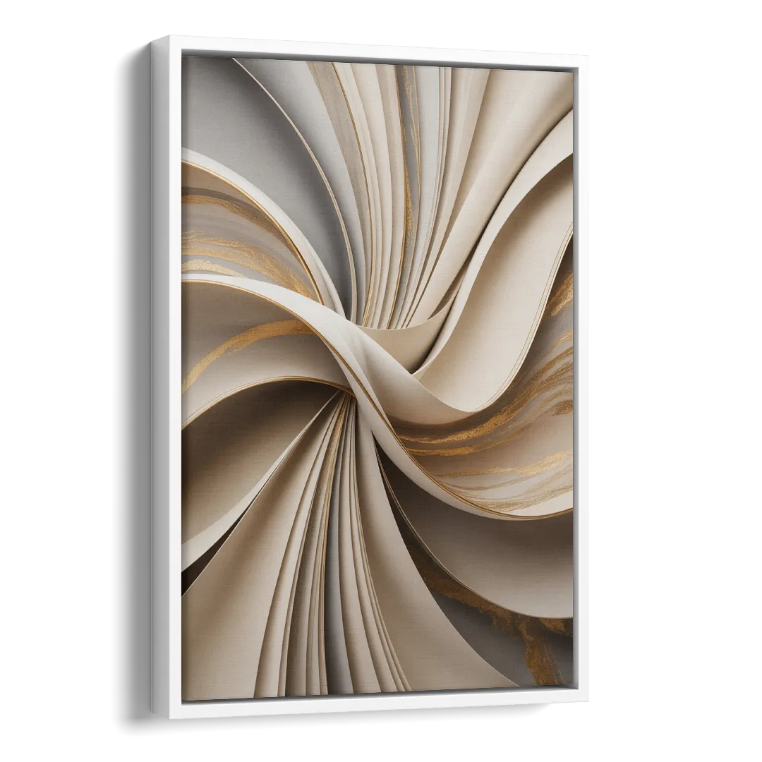 Elegant Flow Beige Abstract Side - White Canvas Wall Art