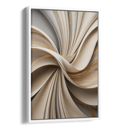 Elegant Flow Beige Abstract Side - White Canvas Wall Art
