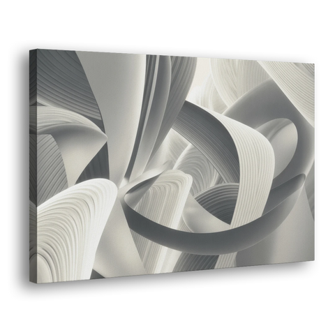 Elegant Flow Grey and White Abstract - Canvas Wall Art - Side
