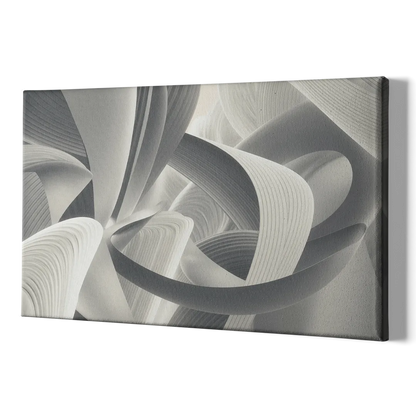 Elegant Flow Grey and White Abstract - Canvas Print Art Sides