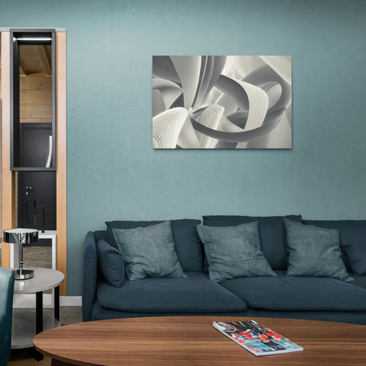 Elegant Flow Grey and White Abstract - Canvas Wall Art Living Room