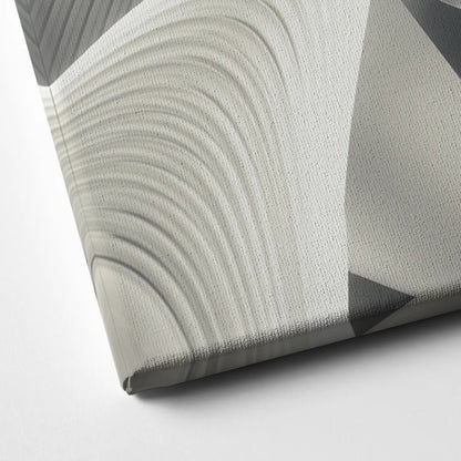 Elegant Flow Grey and White Abstract Canvas Close Up