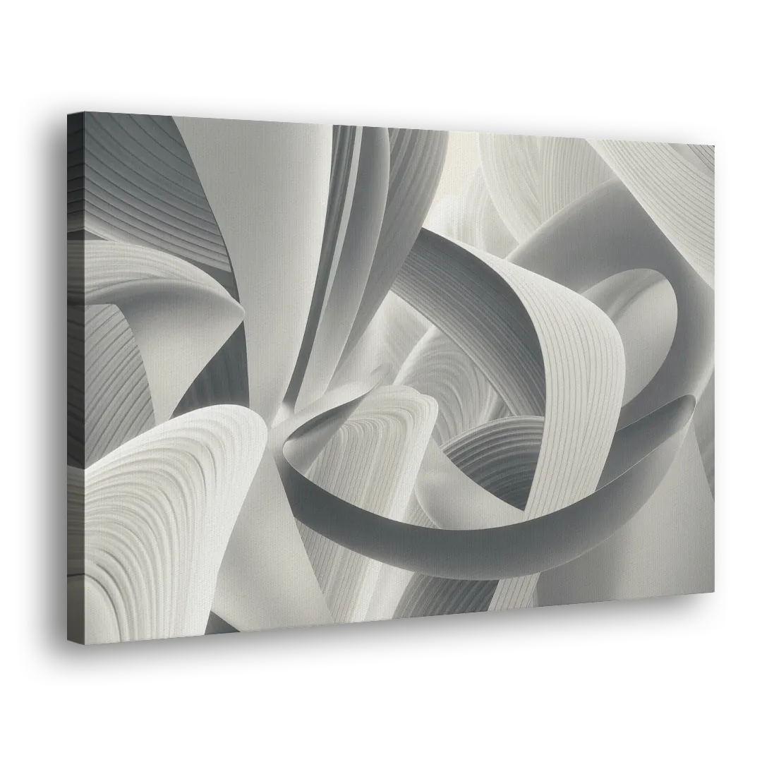 Elegant Flow Grey and White Abstract Side - Canvas Wall Art