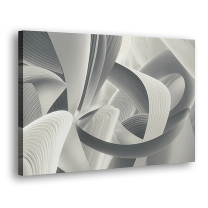 Elegant Flow Grey and White Abstract Side - Canvas Wall Art