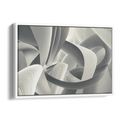 Elegant Flow Grey and White Abstract Side - White Canvas Wall Art