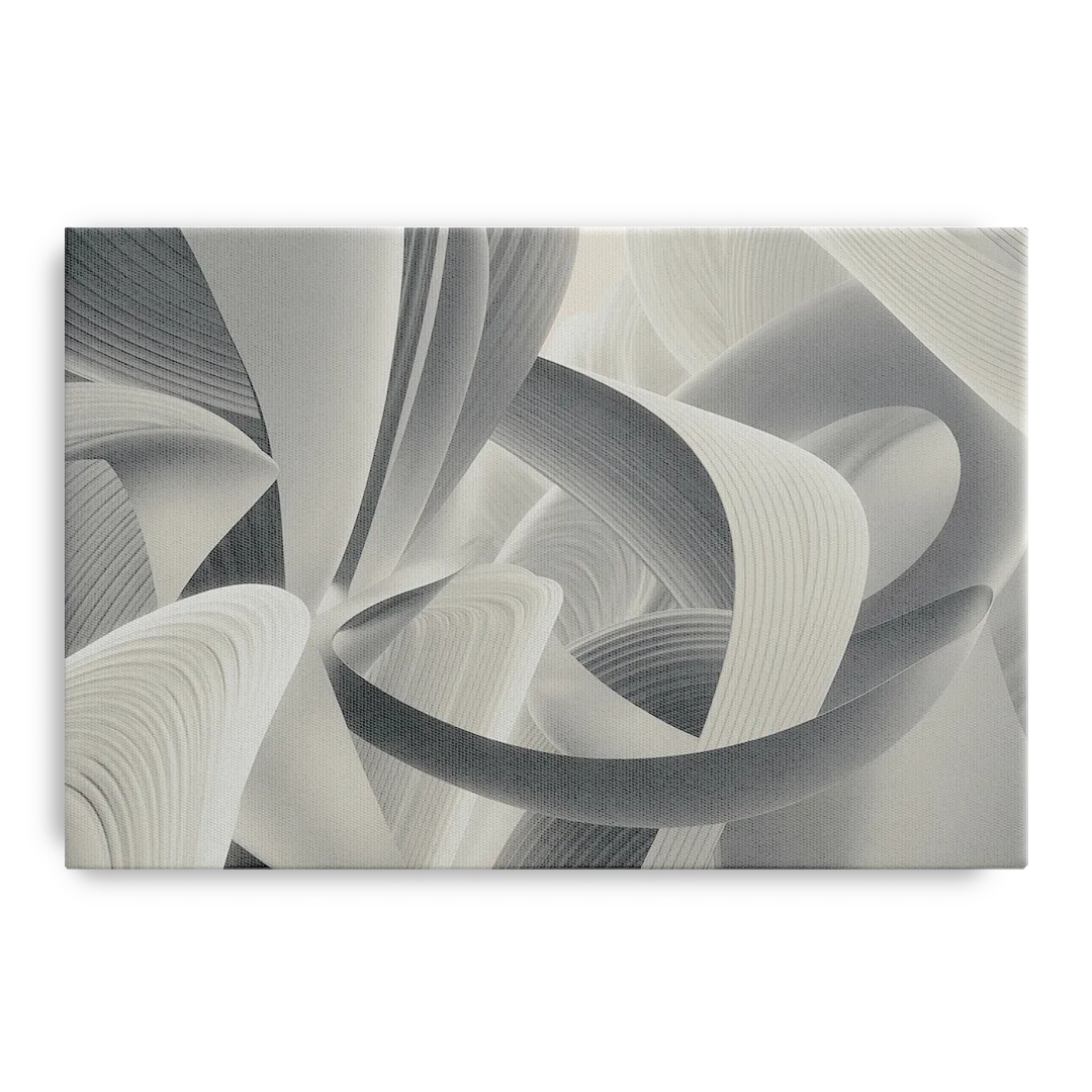 Elegant Flow Grey and White Abstract Front - Canvas Wall Art