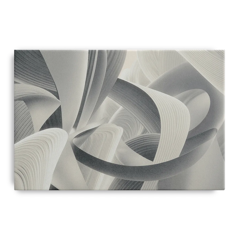 Elegant Flow Grey and White Abstract Front - Canvas Wall Art