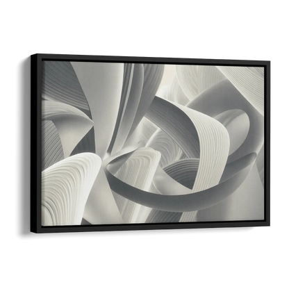 Elegant Flow Grey and White Abstract Side - Black Canvas Wall Art