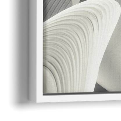 Elegant Flow Grey and White Abstract - Close-Up White Frame Canvas