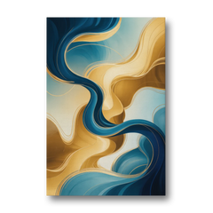 Elegant Fluidity Blue and Gold Abstract - Canvas Wall Art - Front