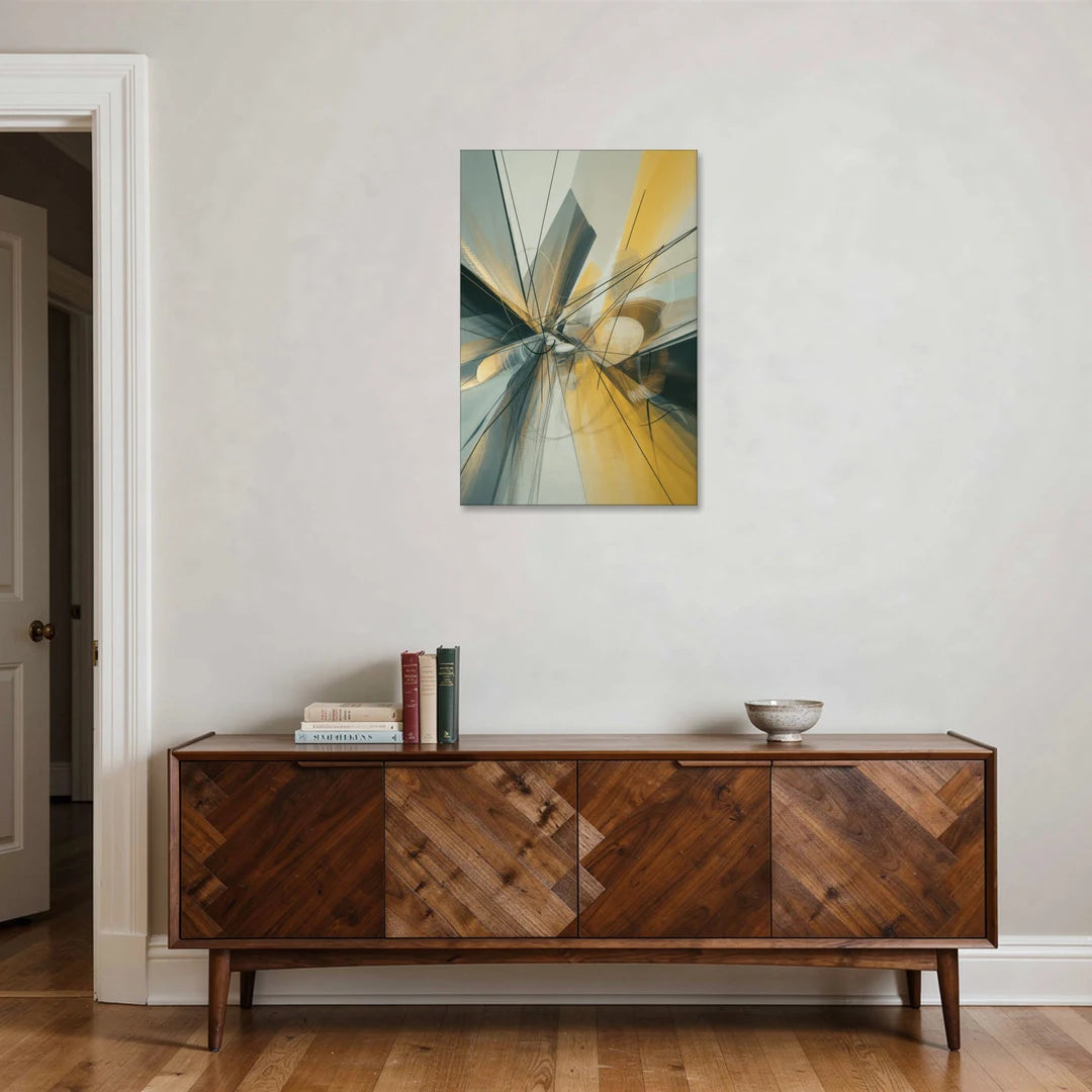 Elegant Fluidity Yellow and Grey Abstract - Canvas Wall Art - Coffee Table - 24x36