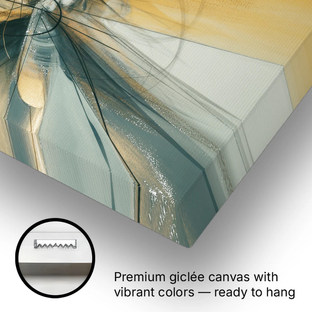 Elegant Fluidity Yellow and Grey Abstract - Canvas Wall Art - Gallery Wrap Corner