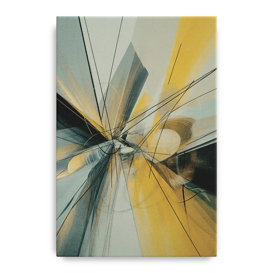 Elegant Fluidity Yellow and Grey Abstract - Canvas Wall Art