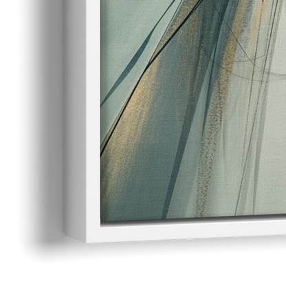 Elegant Fluidity Yellow and Grey Abstract - Close-Up White Frame Canvas