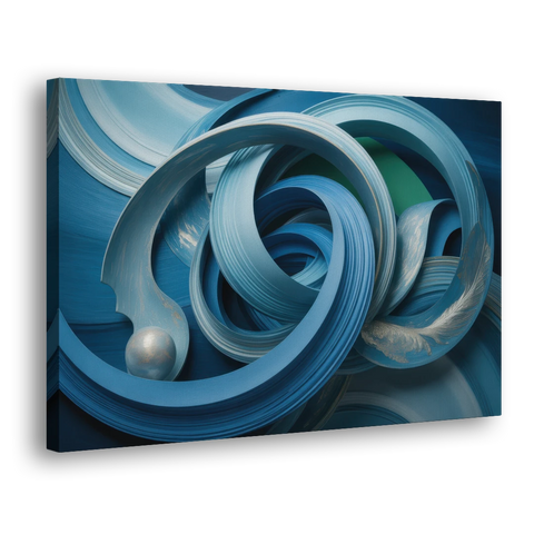 Elegant Fluidity in Blue Abstract - Canvas Wall Art - Side