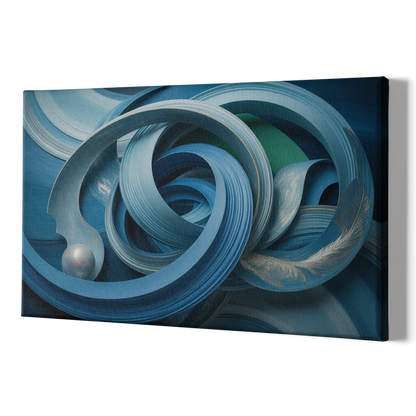 Elegant Fluidity in Blue Abstract - Canvas Print Art Sides