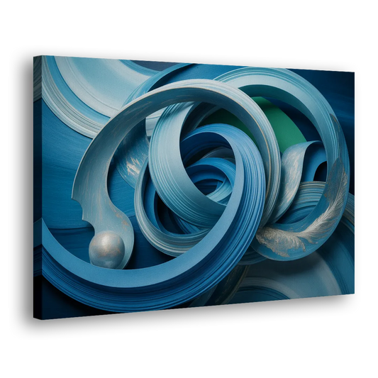 Elegant Fluidity in Blue Abstract Side - Canvas Wall Art