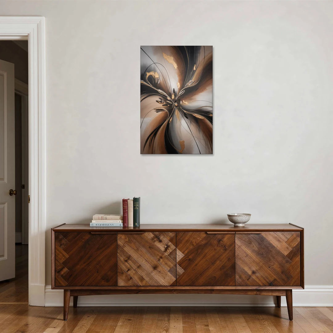 Elegant Fluidity in Brown Abstract - Canvas Wall Art - Coffee Table - 24x36