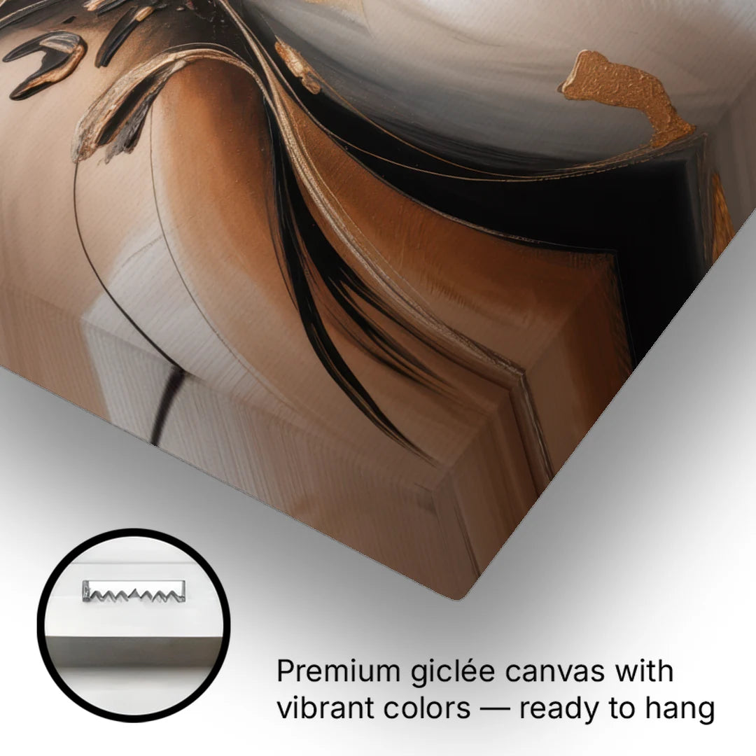 Elegant Fluidity in Brown Abstract - Canvas Wall Art - Gallery Wrap Corner