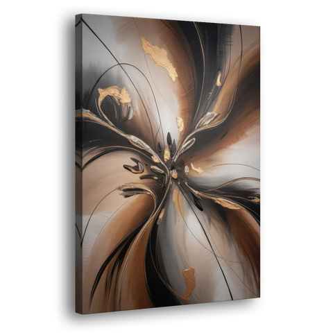 Elegant Fluidity in Brown Abstract - Canvas Wall Art - Side
