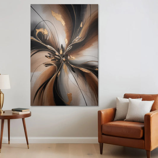 Elegant Fluidity in Brown Abstract - Canvas Wall Art - Sofa - 40x60