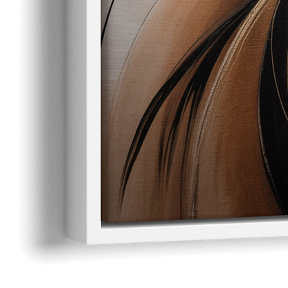 Elegant Fluidity in Brown Abstract - Close-Up White Frame Canvas