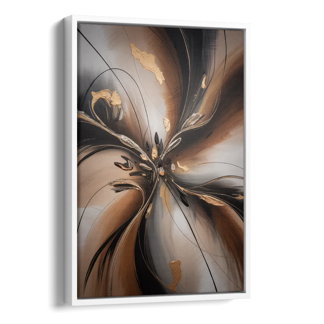 Elegant Fluidity in Brown Abstract Side - White Canvas Wall Art