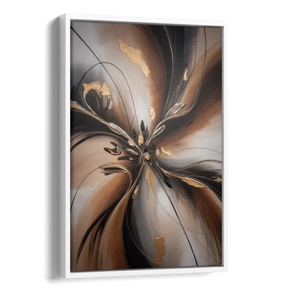 Elegant Fluidity in Brown Abstract Side - White Canvas Wall Art