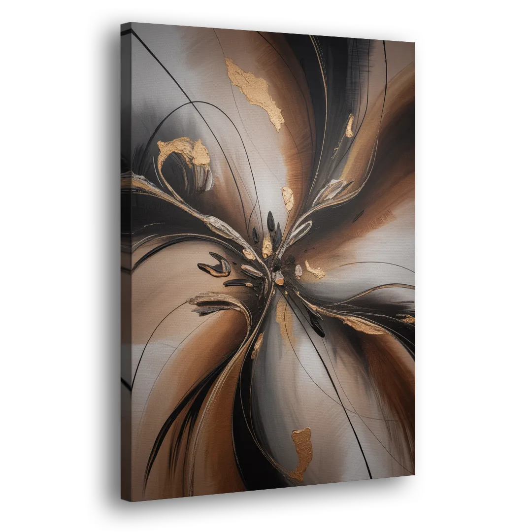 Elegant Fluidity in Brown Abstract Side - Canvas Wall Art