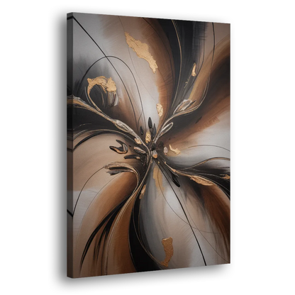 Elegant Fluidity in Brown Abstract Side - Canvas Wall Art