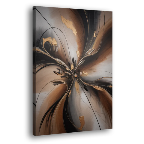 Elegant Fluidity in Brown Abstract - Canvas Wall Art