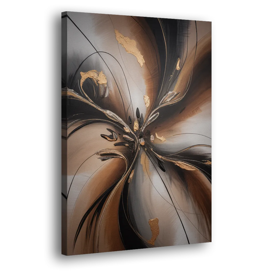 Elegant Fluidity in Brown Abstract Side - Canvas Wall Art