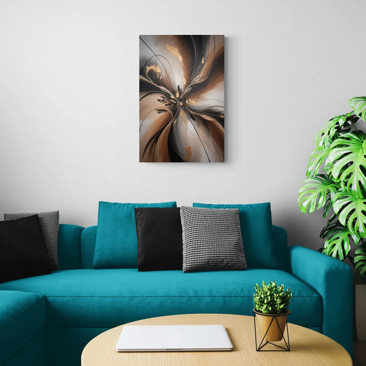 Elegant Fluidity in Brown Abstract - Canvas Wall Art Living Room