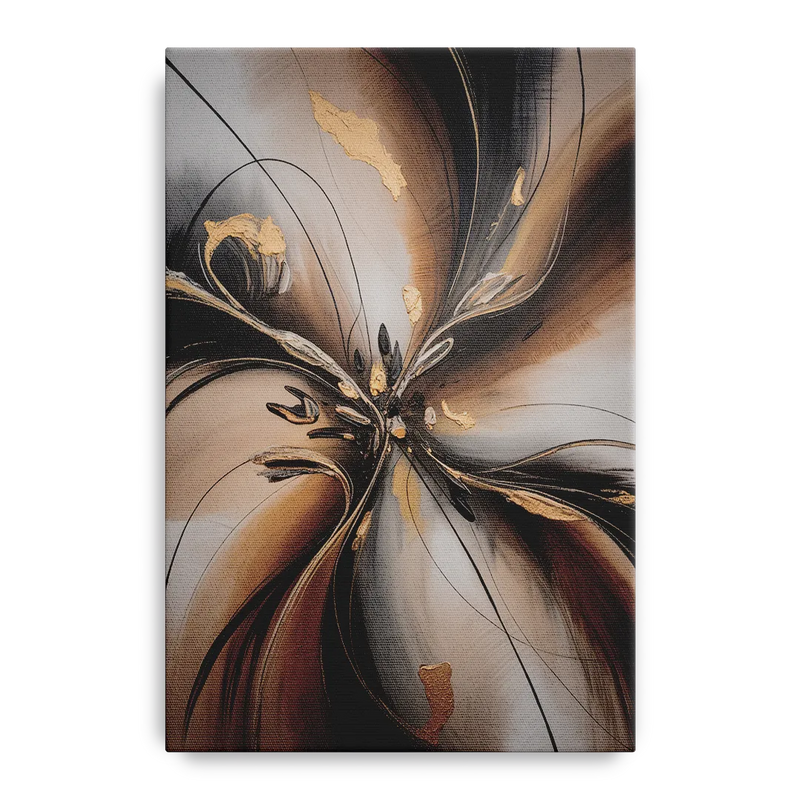 Elegant Fluidity in Brown Abstract Front - Canvas Wall Art