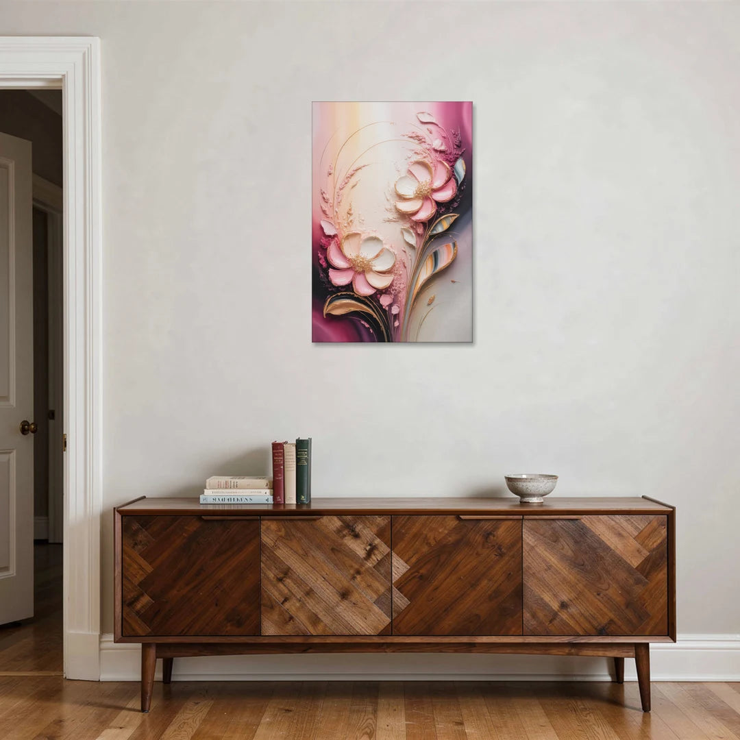 Elegant Fuchsia Blossoms Pink Abstract - Canvas Wall Art - Coffee Table - 24x36