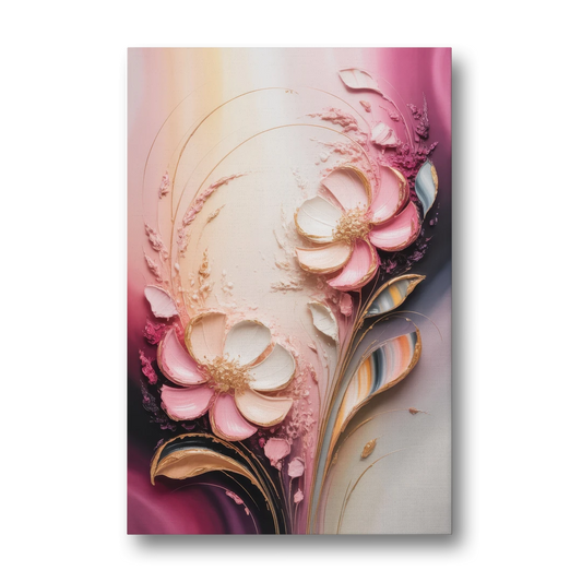 Elegant Fuchsia Blossoms Pink Abstract - Canvas Wall Art - Front