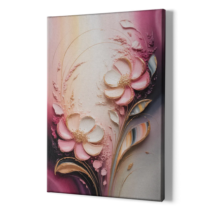 Elegant Fuchsia Blossoms Pink Abstract - Canvas Print Art Sides