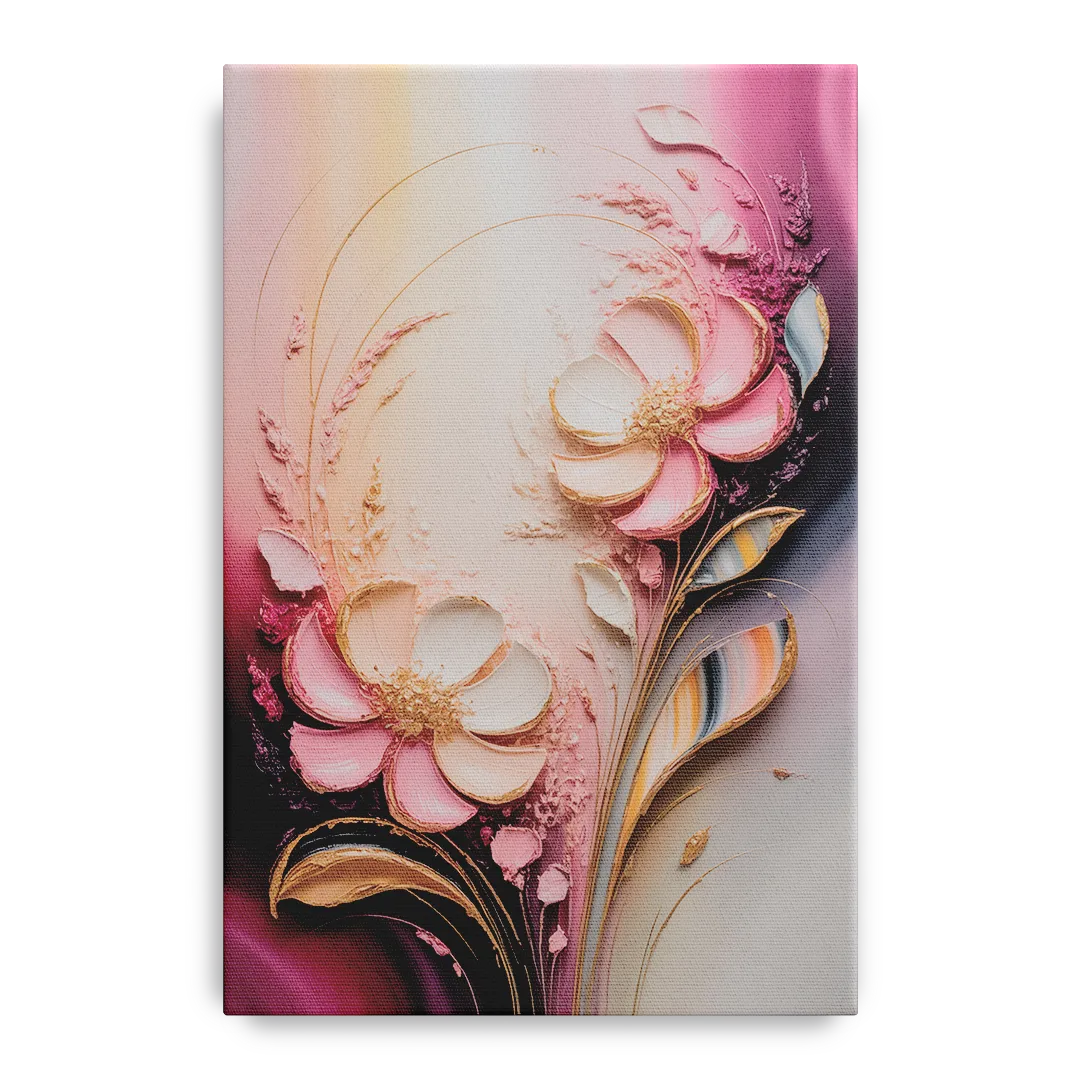 Elegant Fuchsia Blossoms Pink Abstract Front - Canvas Wall Art