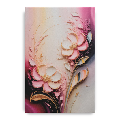 Elegant Fuchsia Blossoms Pink Abstract Front - Canvas Wall Art