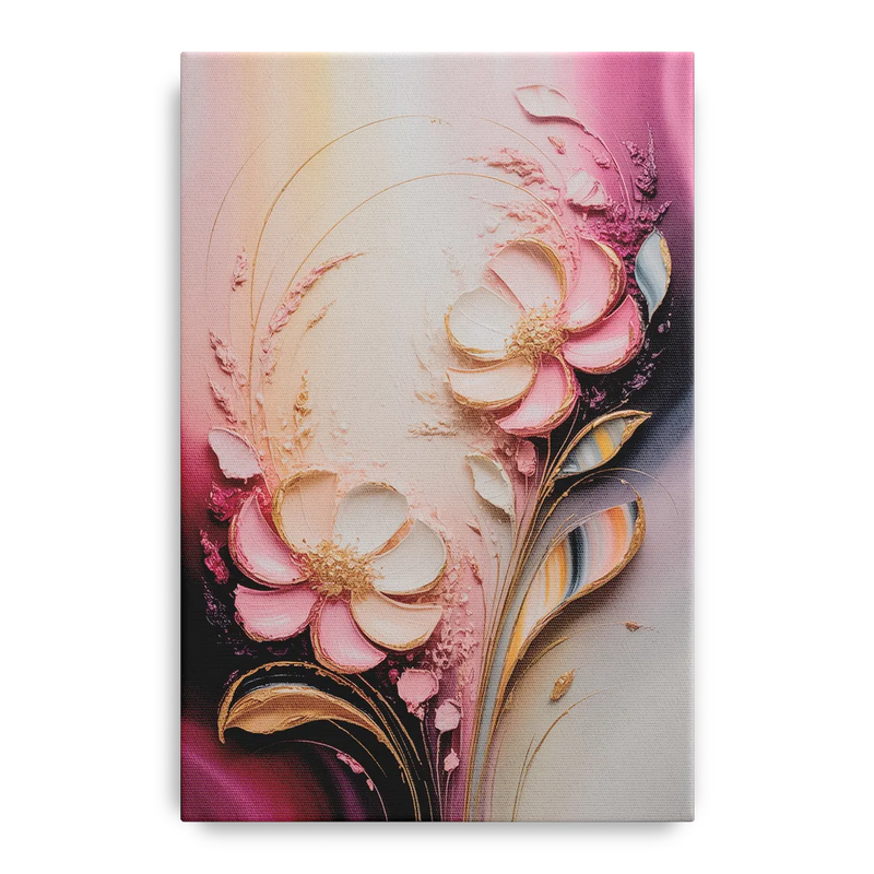 Elegant Fuchsia Blossoms Pink Abstract Front - Canvas Wall Art