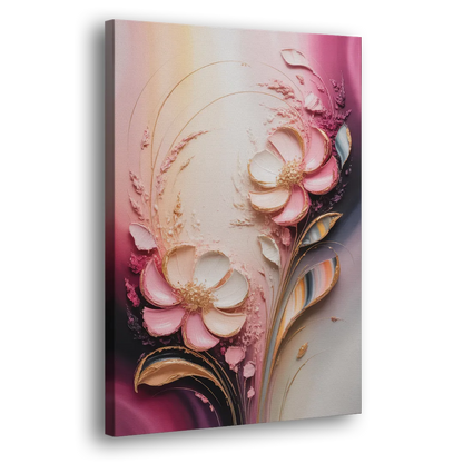 Elegant Fuchsia Blossoms Pink Abstract Side - Canvas Wall Art