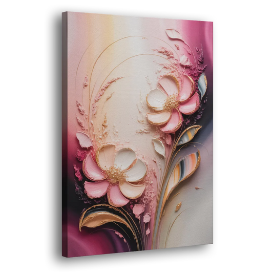 Elegant Fuchsia Blossoms Pink Abstract Side - Canvas Wall Art