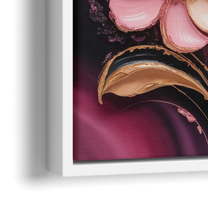 Elegant Fuchsia Blossoms Pink Abstract - Close-Up White Frame Canvas