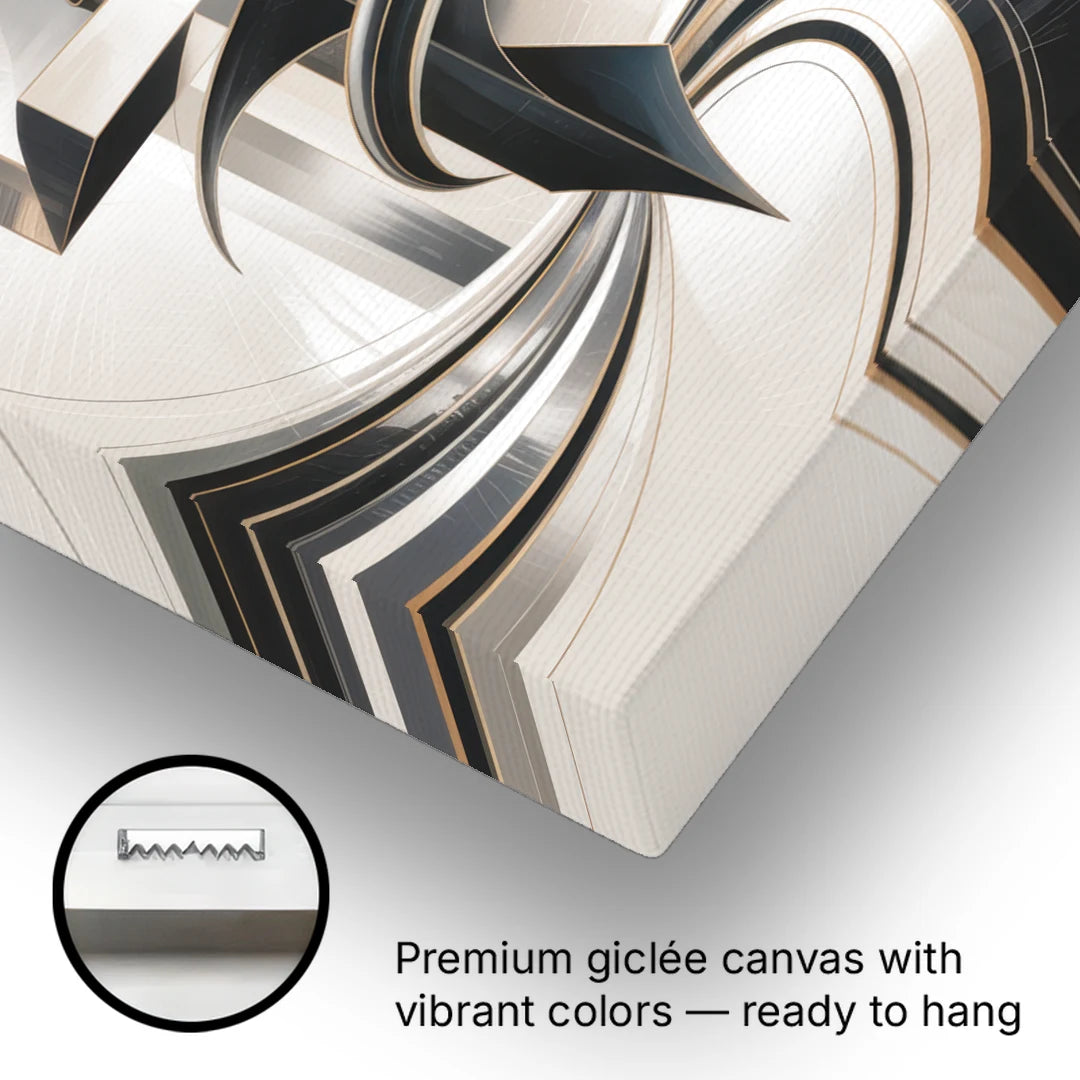 Elegant Fusion Grey and White Abstract - Canvas Wall Art - Gallery Wrap Corner