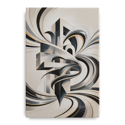 Elegant Fusion Grey and White Abstract - Canvas Wall Art