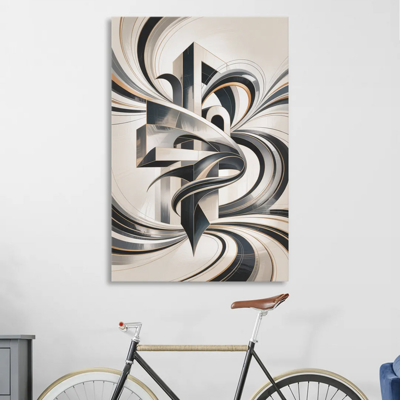 Elegant Fusion Grey and White Abstract Living Room - Canvas Wall Art