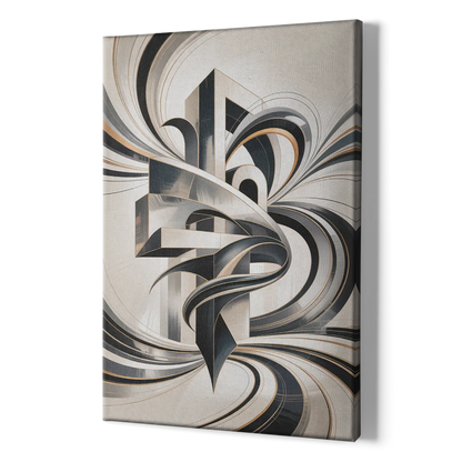 Elegant Fusion Grey and White Abstract - Canvas Print Art Sides